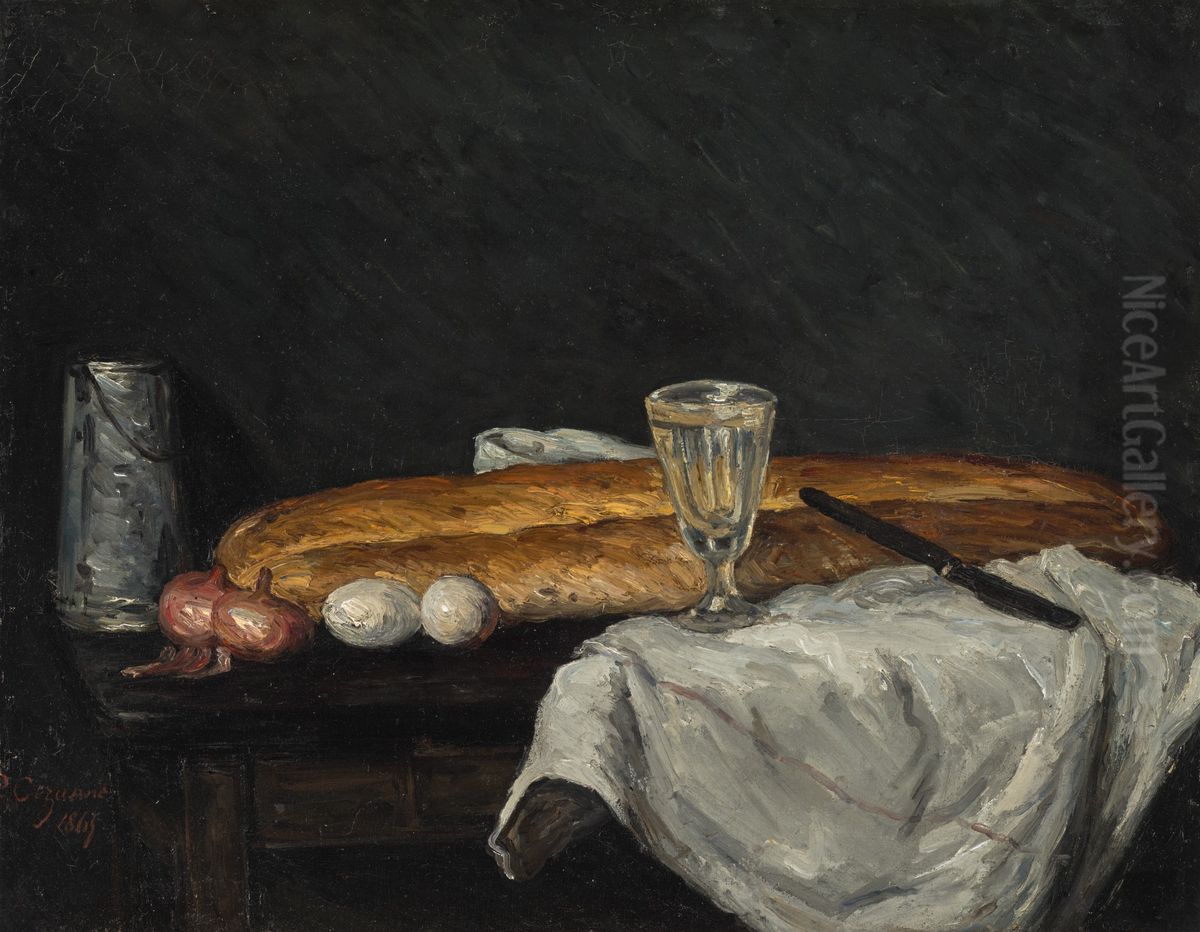 Le Pain et les oeufs Oil Painting by Paul Cezanne