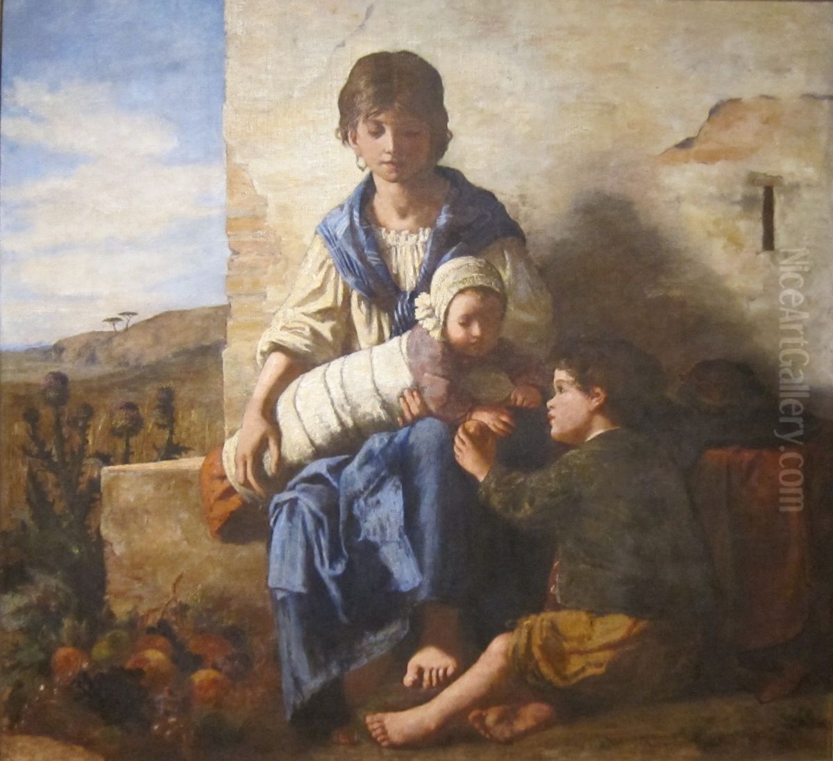 Woman and Children Oil Painting by Elizabeth Boott