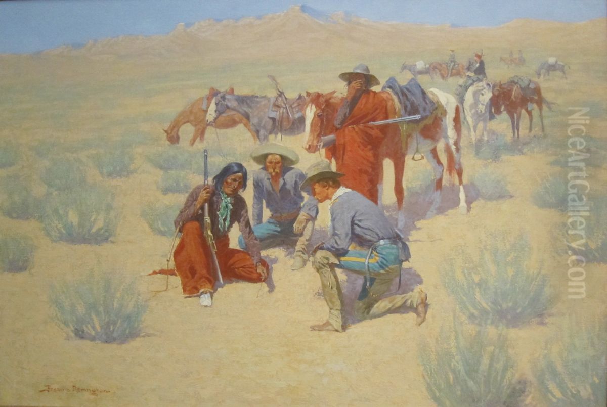The Map in the Sand Oil Painting by Frederic Remington