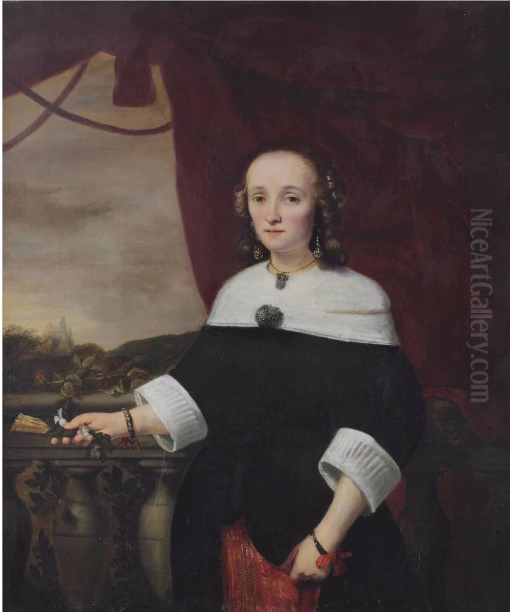 Portrait of Anna Maria van Nutt (1622-1686) Oil Painting by Ferdinand Bol