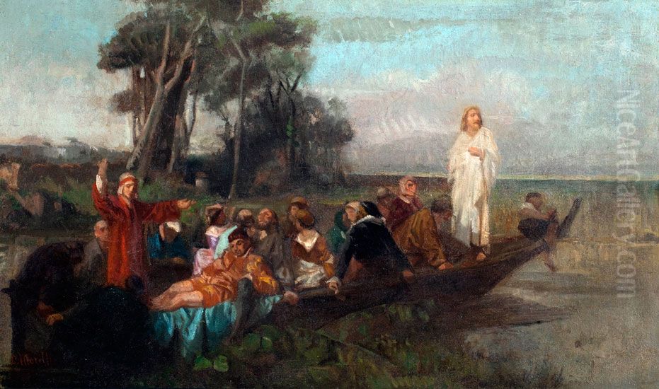 La barca della vita Oil Painting by Domenico Morelli