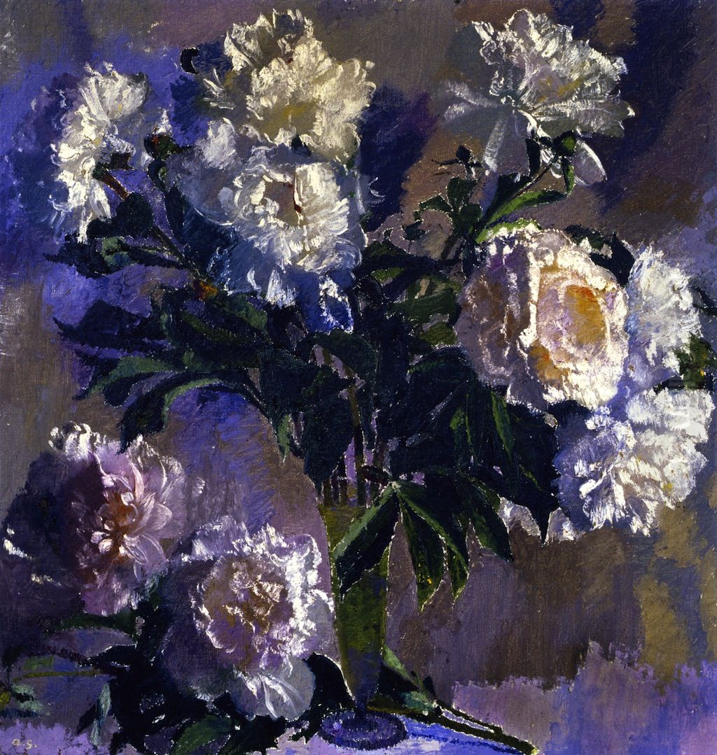 White peonies Oil Painting by Augusto Giacometti