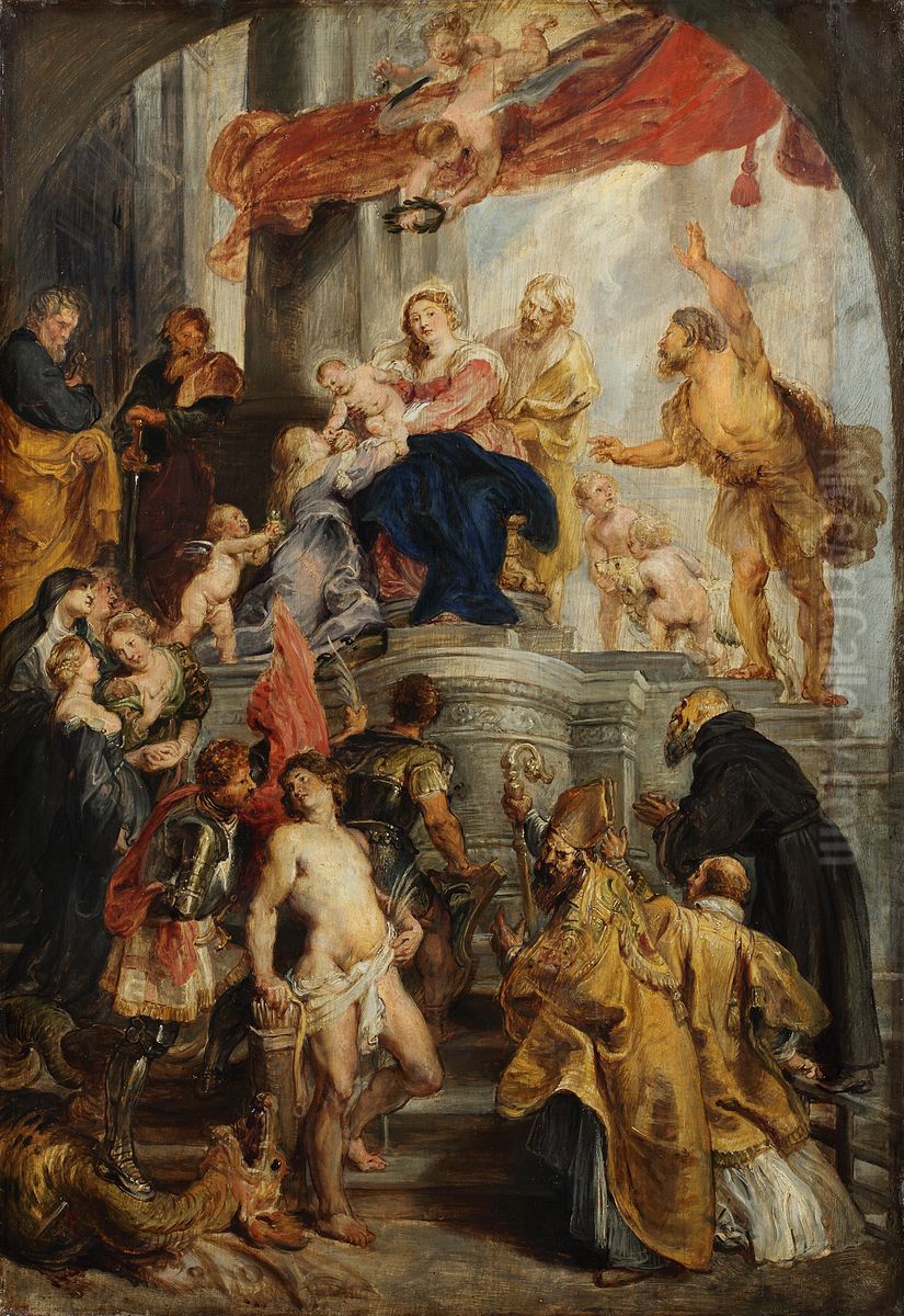 Thronende Maria mit dem Kind und Heiligen Oil Painting by (studio of) Rubens, Peter Paul