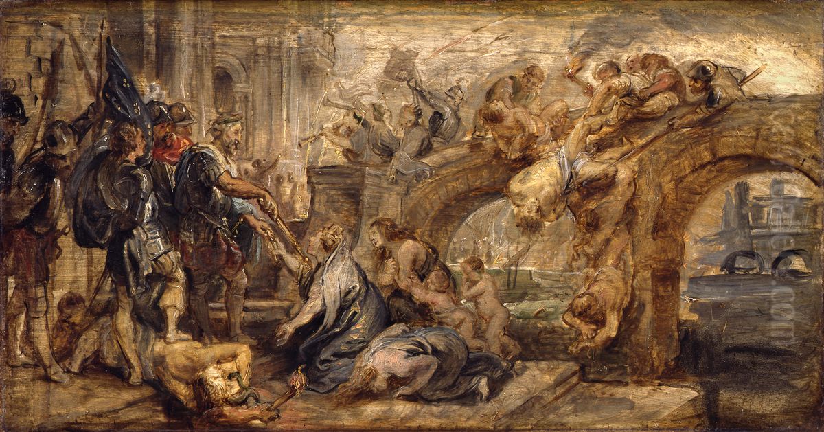 The Capture of Paris by Henry IV Oil Painting by (studio of) Rubens, Peter Paul