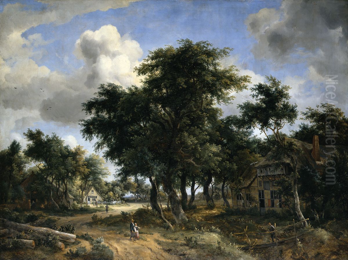 Dorfstrasse unter Baumen Oil Painting by Meindert Hobbema