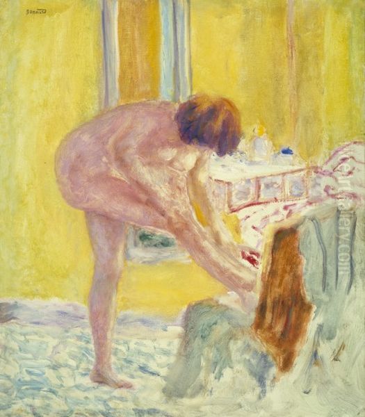 Nude, Yellow Background Oil Painting by Pierre Bonnard