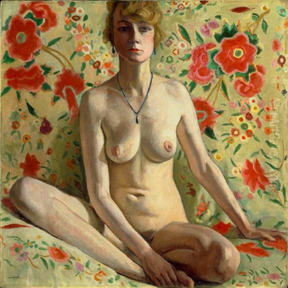 La femme blonde (Femme blonde sur un fond de chale espagnol) Oil Painting by Albert Marquet