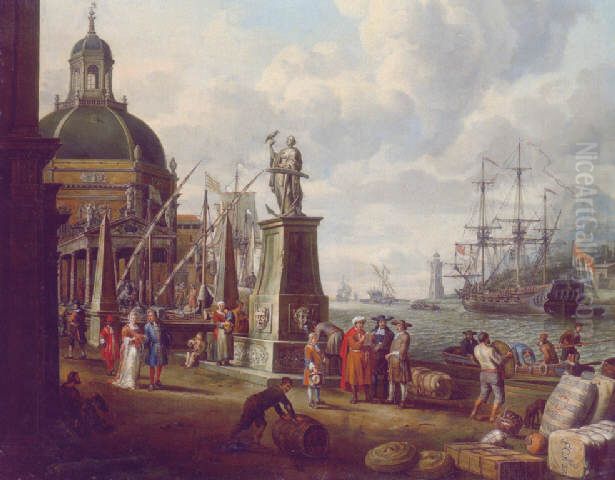 Zuidelijk havengezicht Oil Painting by Adriaen Verdoel II