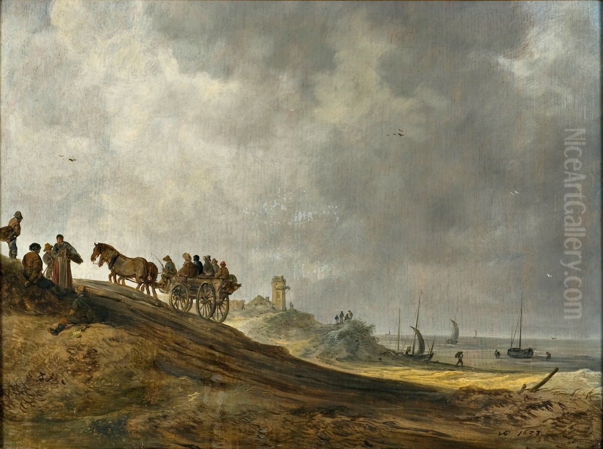 Beach Oil Painting by Jan van Goyen