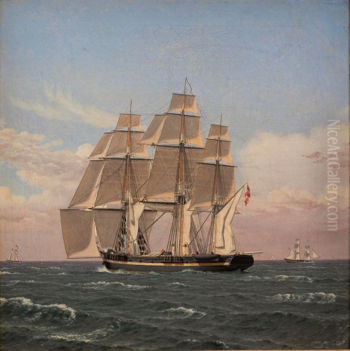 Korvetten Najaden under sejl Oil Painting by Christoffer Wilhelm Eckersberg