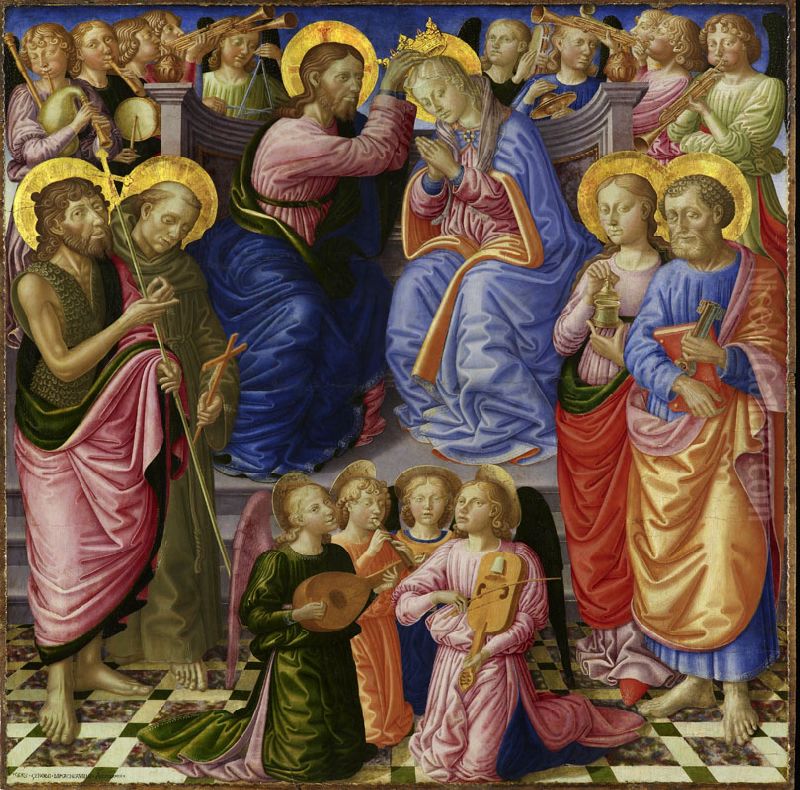 Coronation of the Virgin. Oil Painting by Zanobi Machiavelli