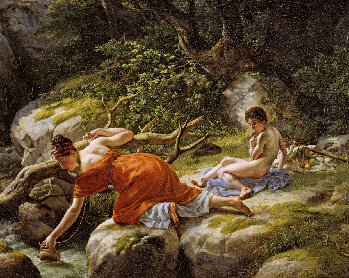 Hagar and Ishmael in the wilderness Oil Painting by Christoffer Wilhelm Eckersberg