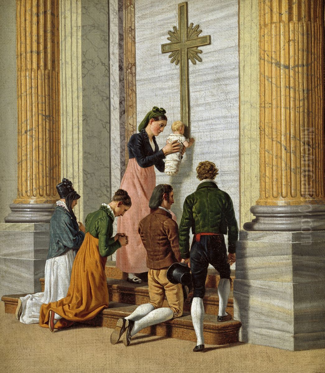 Andagt ved den hellige port i Peterskirken Oil Painting by Christoffer Wilhelm Eckersberg