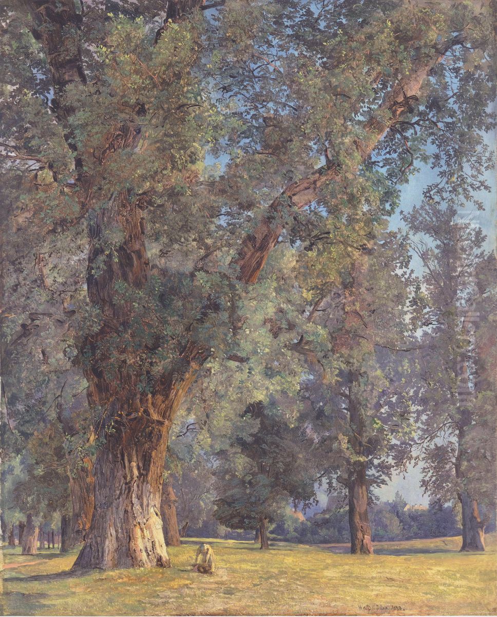 Trees in the Prater Oil Painting by Ferdinand Georg Waldmuller