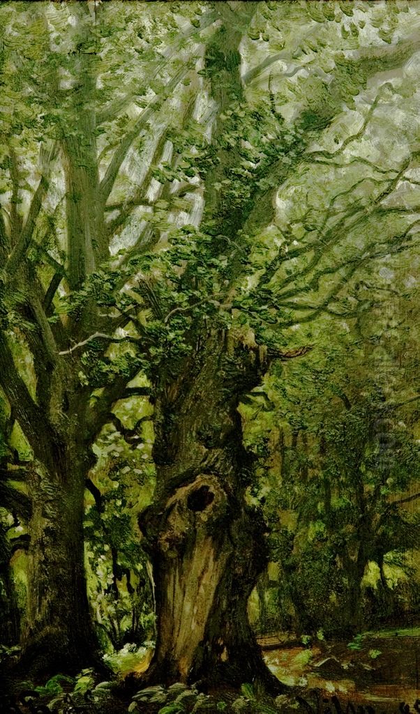 Alte Eichen im Wald (Vilm) Oil Painting by Hermann Eschke