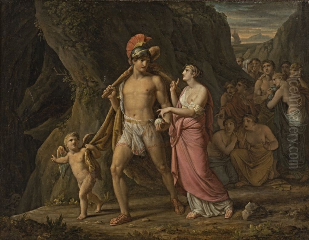 Theseus und Ariadne Oil Painting by Rudolph Suhrlandt