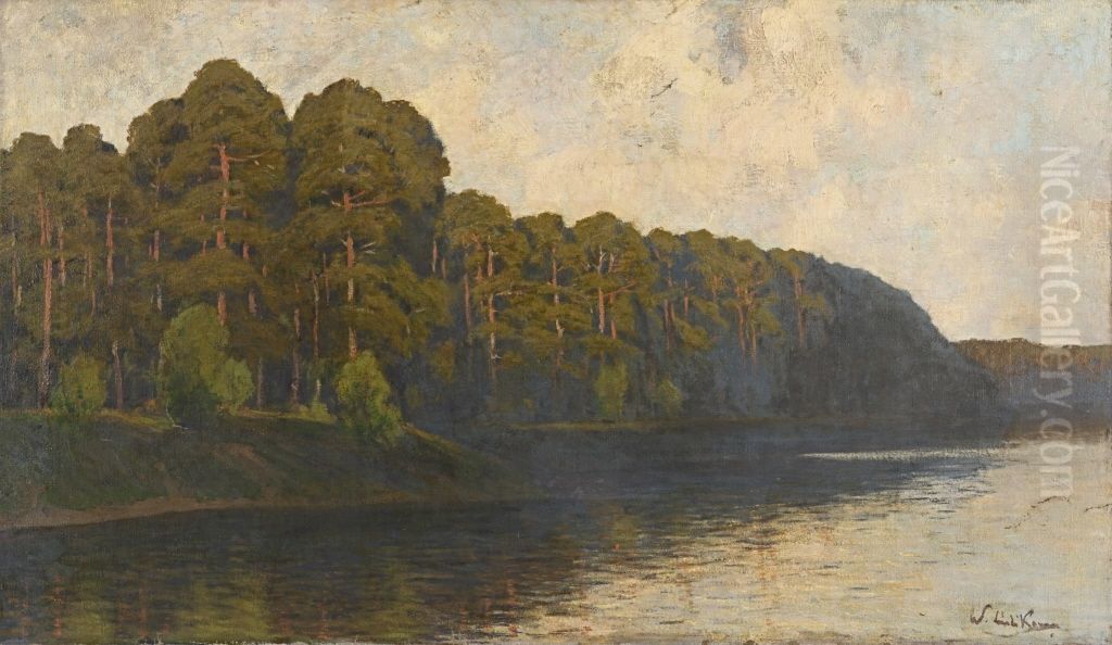 Grunewaldlandschaft mit See Oil Painting by Walter Leistikow