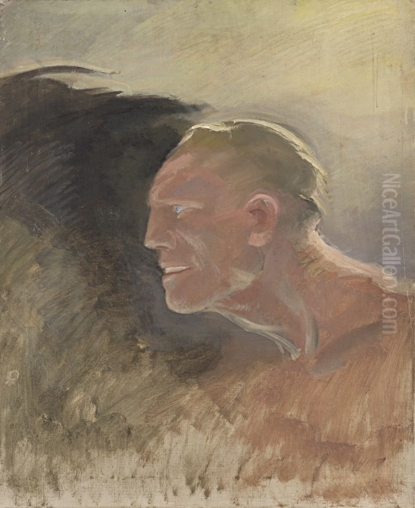 Studie Mannerkopf Oil Painting by Benno Berneis