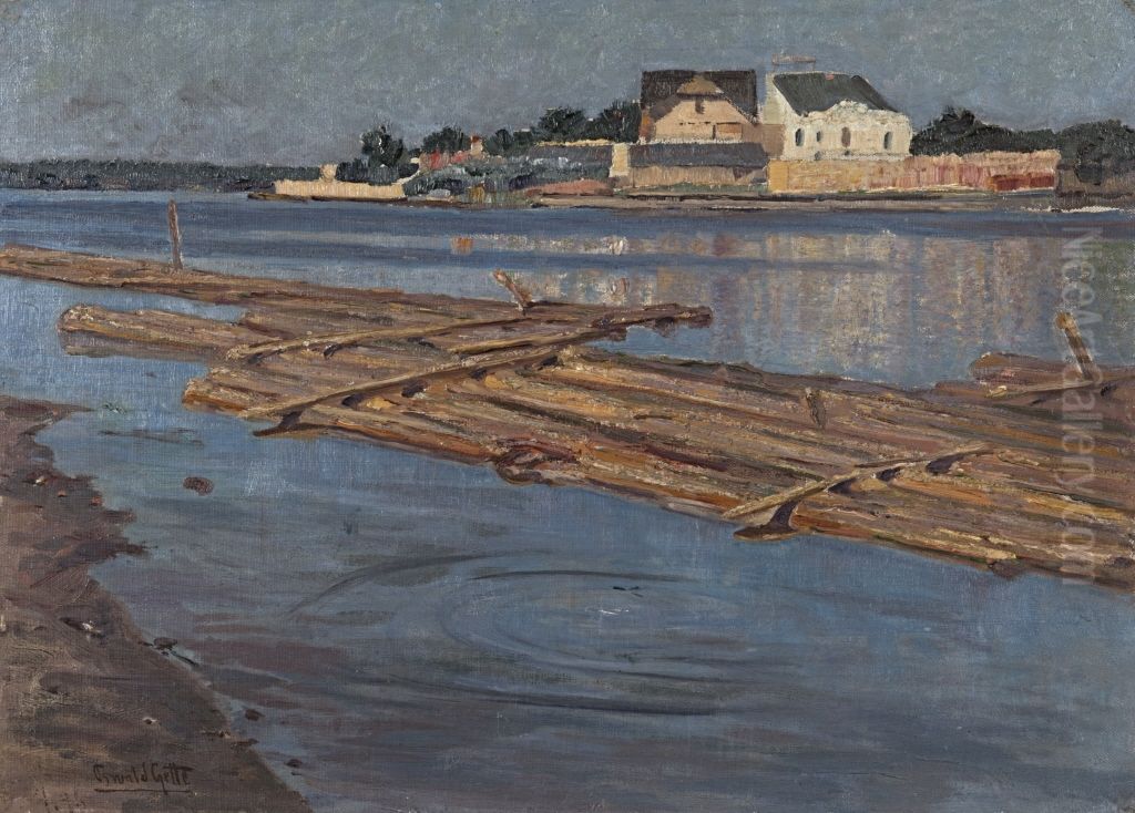 Sommermorgen an der Spree Oil Painting by Oswald Gette