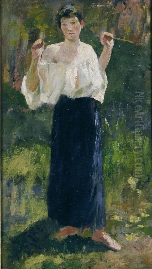 Madchen in der Natur Oil Painting by Karl Hagemeister