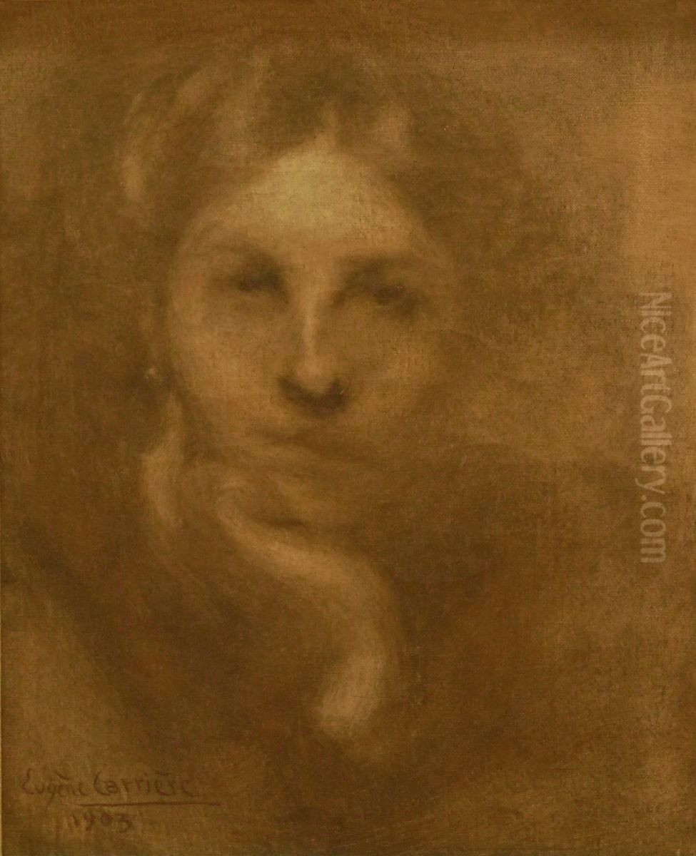 Portrait of Elsa Koeberle Oil Painting by Eugene Carriere