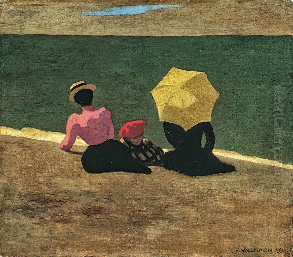 Sur la plage de Dieppe Oil Painting by Felix Vallotton
