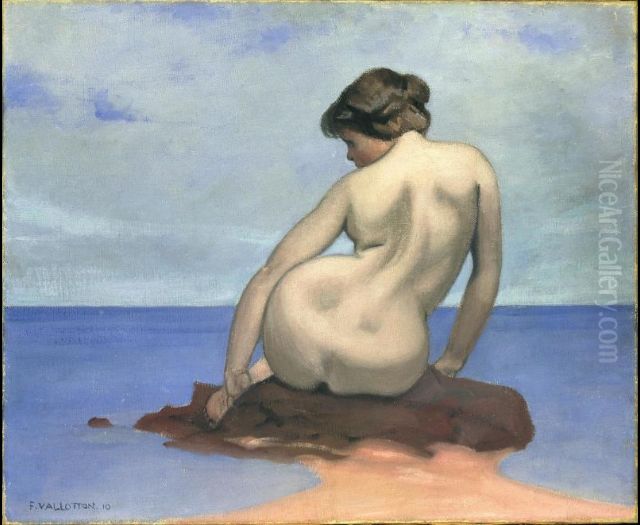 Baigneuse assise sur un rocher Oil Painting by Felix Vallotton