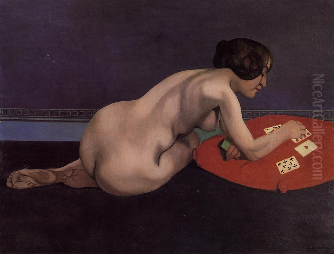 Nu faisant une patience Oil Painting by Felix Vallotton