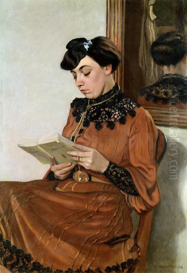 Woman Reading Oil Painting by Felix Vallotton