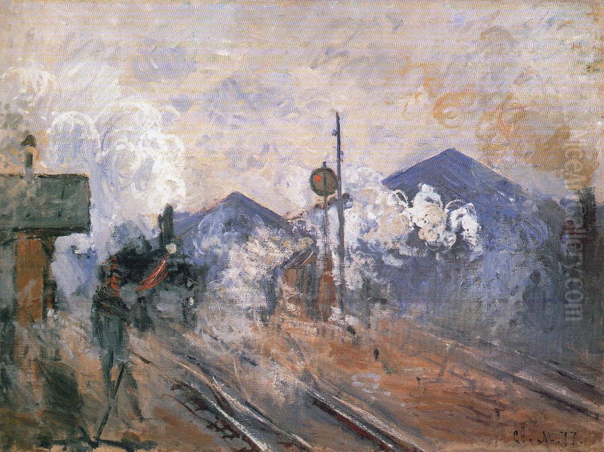 Train Tracks at the Saint-Lazare Station Oil Painting by Claude Oscar Monet