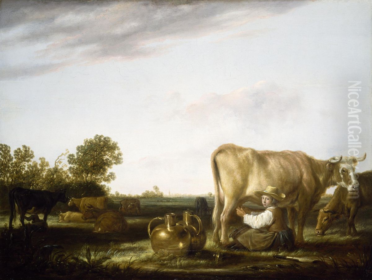 Milking Cows Oil Painting by Aelbert Cuyp
