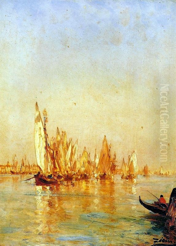 Barcos em Veneza Oil Painting by Felix Ziem