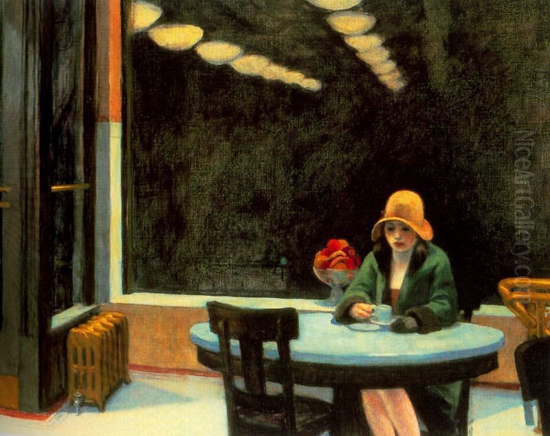 Automat Oil Painting by Edward Hopper
