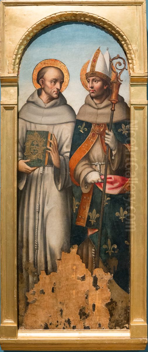 Bernardino of SienaandLouis of Toulouse Oil Painting by Vincenzo Civerchio