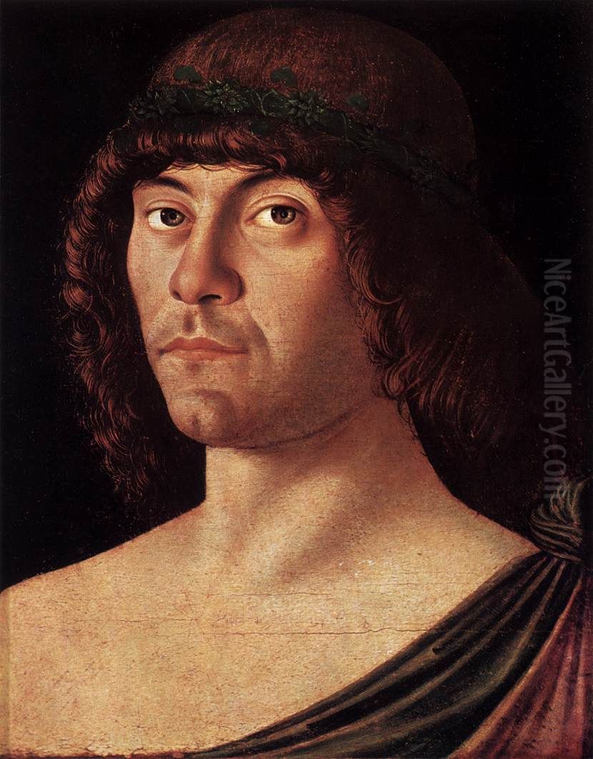 Ritratto di un umanista - Ritratto di poeta laureato Oil Painting by Giovanni Bellini