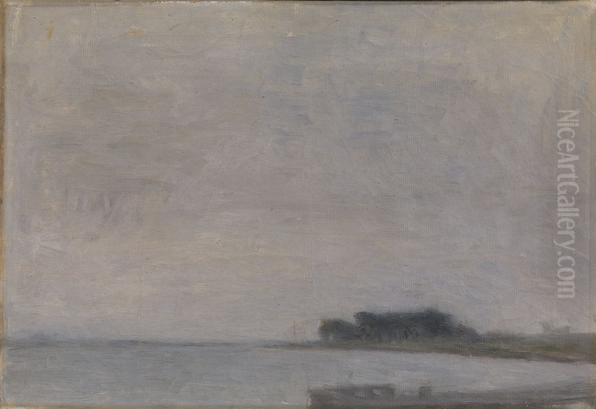 Landscape on the Island of Falster Oil Painting by Vilhelm Hammershoi