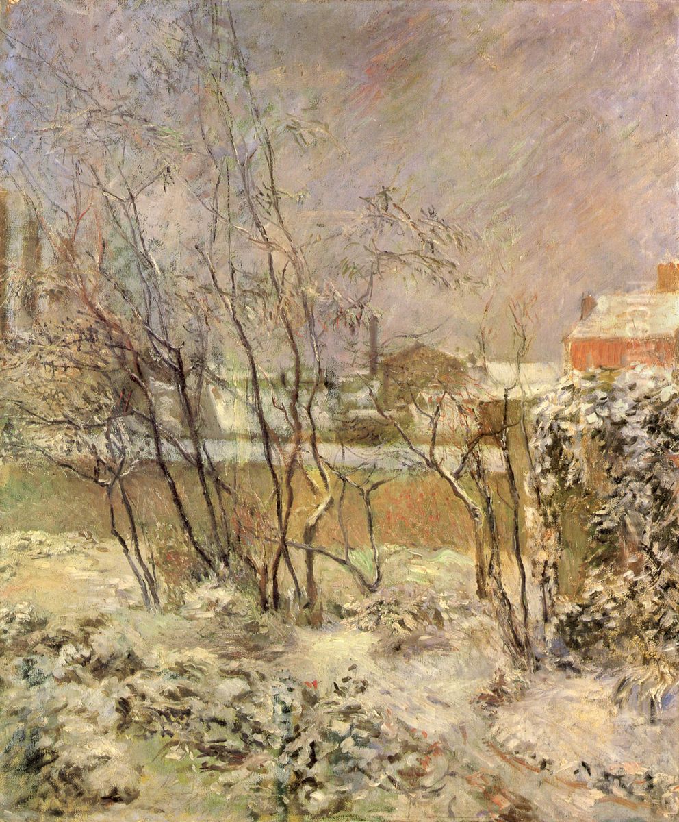 Garden in Snow Oil Painting by Paul Gauguin