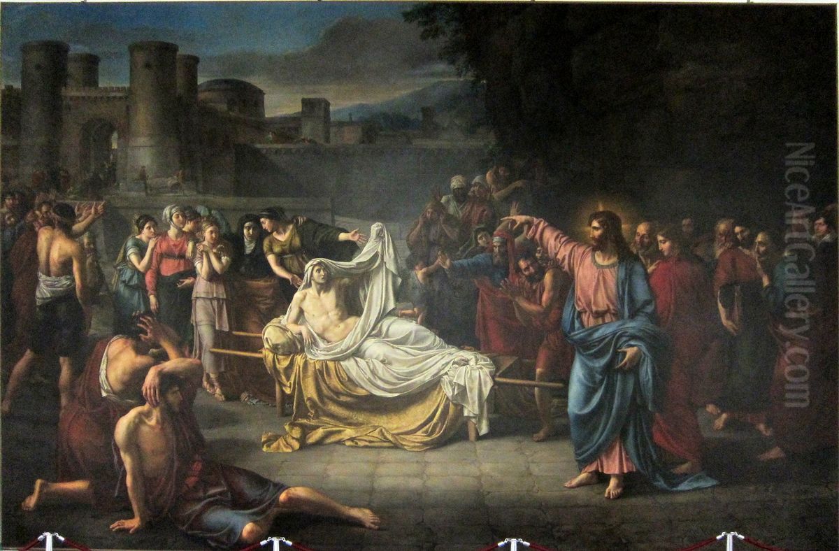 The resurrection of the son of the widow of Naim Oil Painting by Jean-Baptiste Wicar
