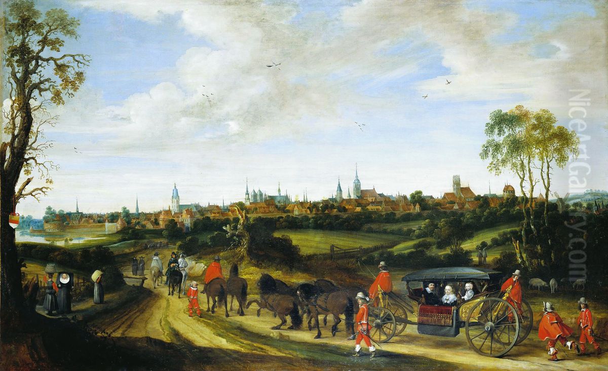 Dutch envoy Adriaan Pauw entering Munster in 1646 for Peace Negotiations Oil Painting by Monogrammist G.V.H.