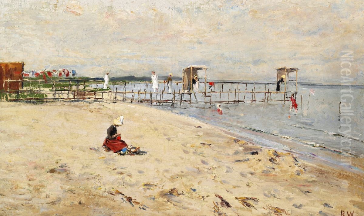 Sommerdag pa Taarbaek Strand Oil Painting by Bertha Wegmann