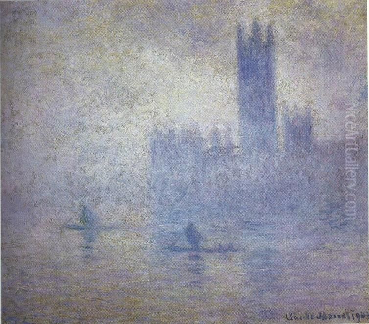 Le Parlement, Effet de Brouillard Oil Painting by Claude Oscar Monet