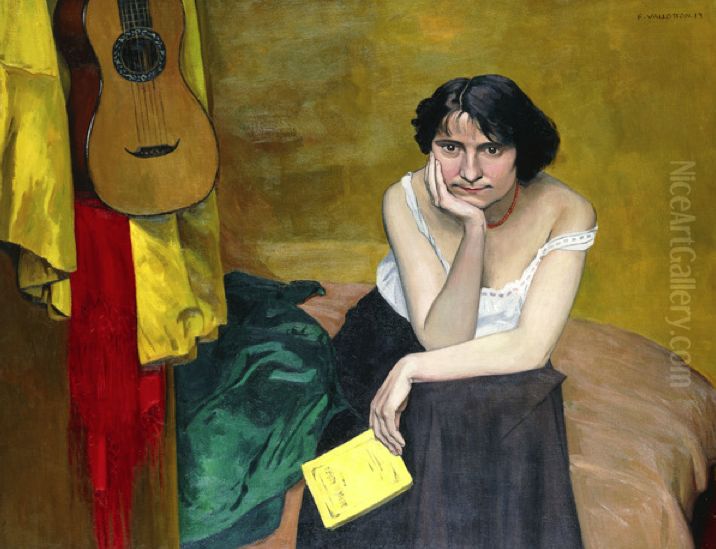 Femme et Guitare Oil Painting by Felix Vallotton