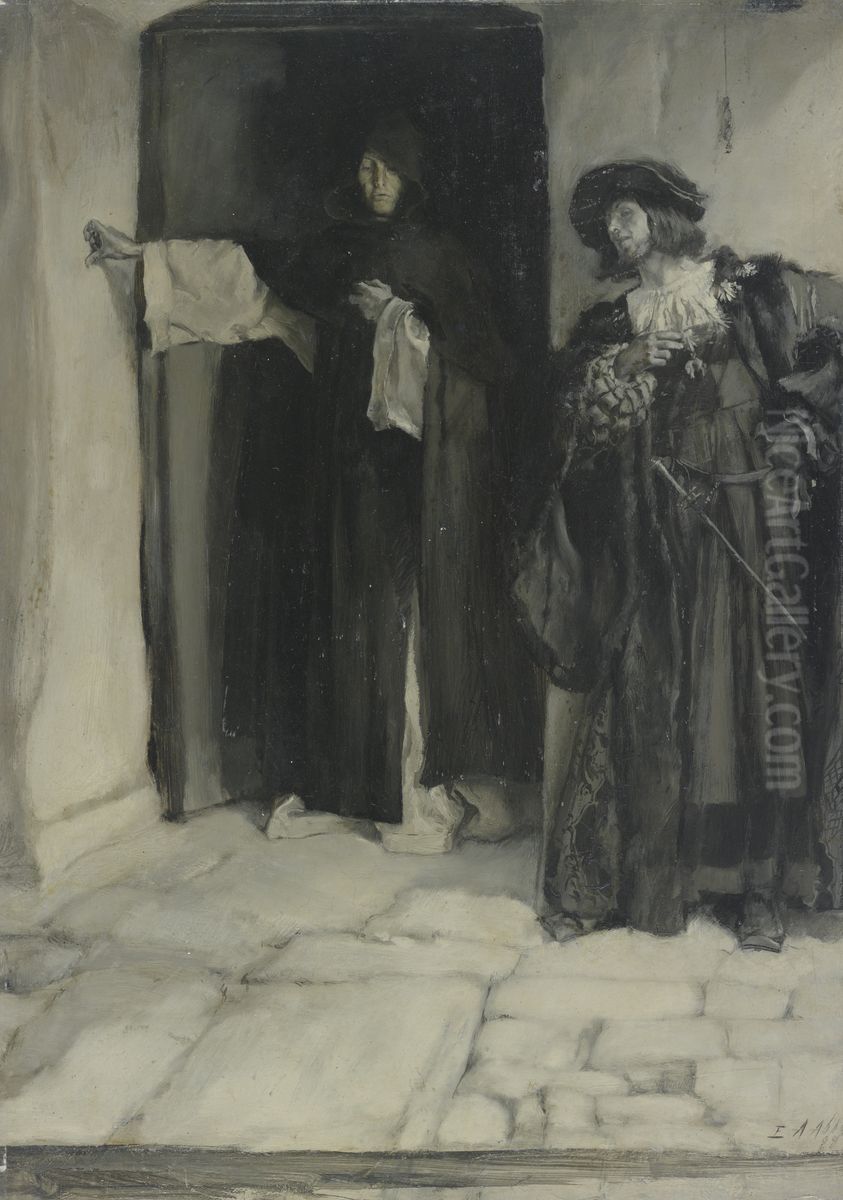 The Duke and Friar Thomas, from Measure for Measure, Act I, Scene iii Oil Painting by Edwin Austin Abbey