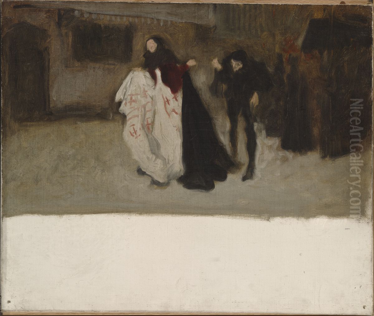 Compositional study, for Richard, Duke of Gloucester, and the Lady Anne Oil Painting by Edwin Austin Abbey