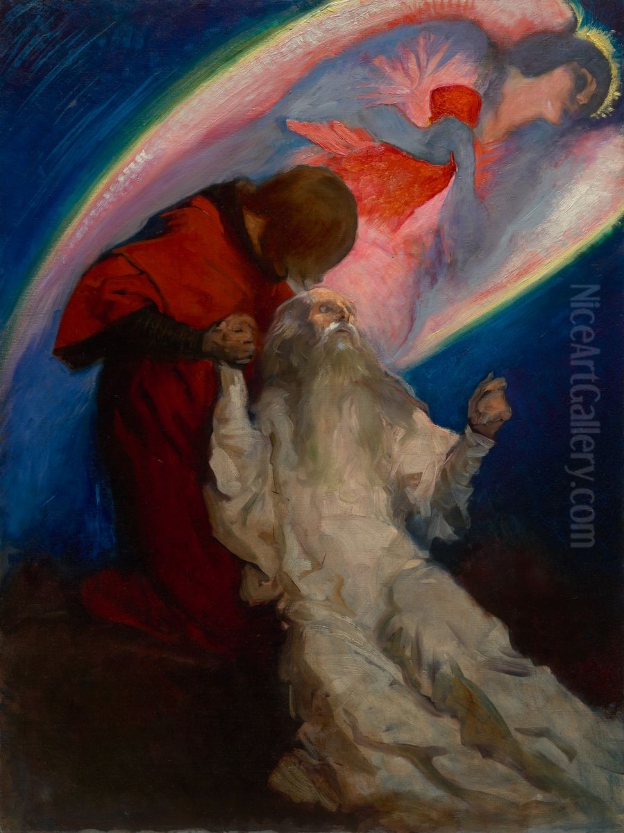 Amfortas Released by Galahad, study for The Quest of the Holy Grail murals, Boston Public Library Oil Painting by Edwin Austin Abbey