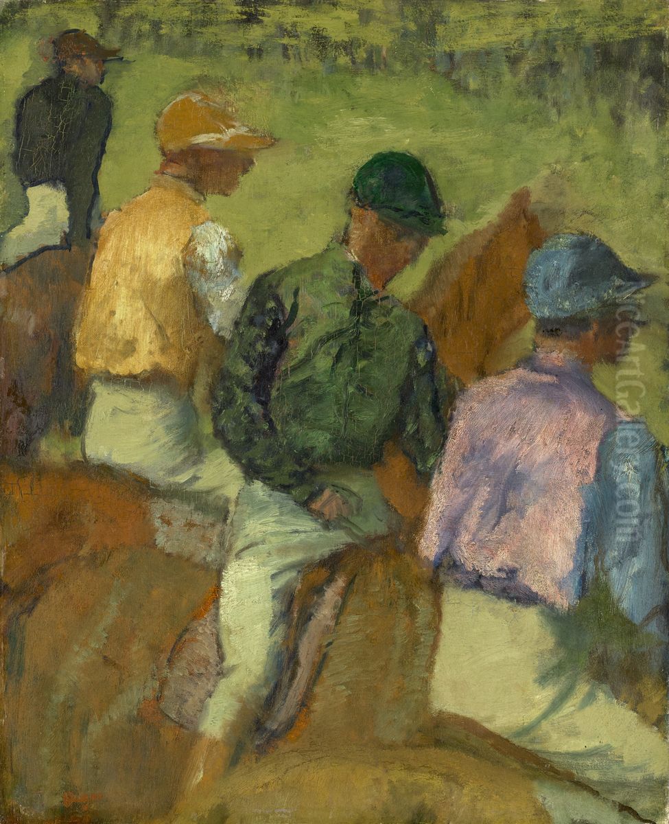 Four Jockey Oil Painting by Edgar Degas
