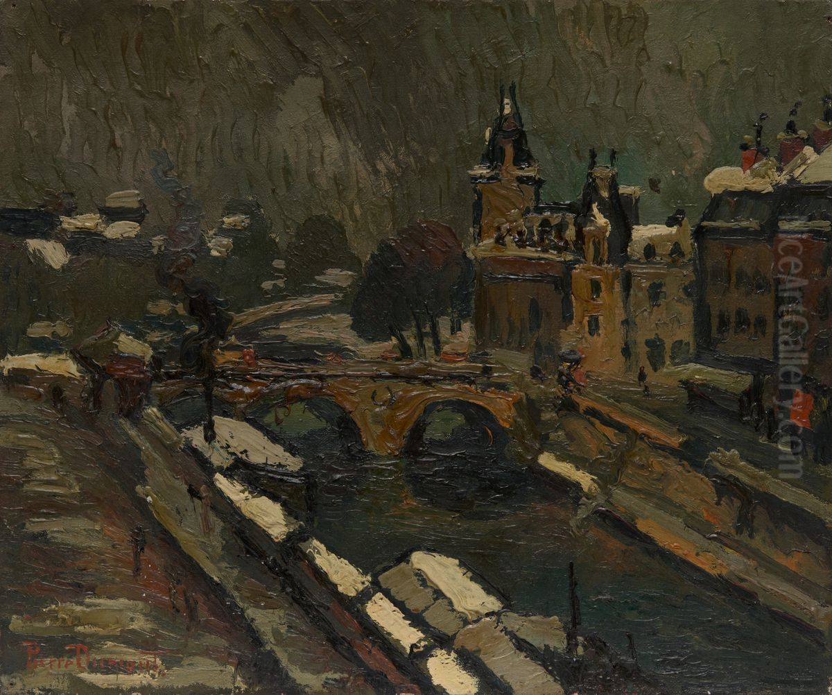 Paris in Winter Oil Painting by Pierre Dumont