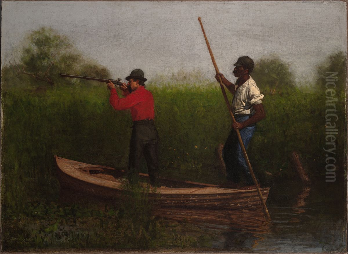 Will Schuster and Blackman Going Shooting Oil Painting by Thomas Cowperthwait Eakins
