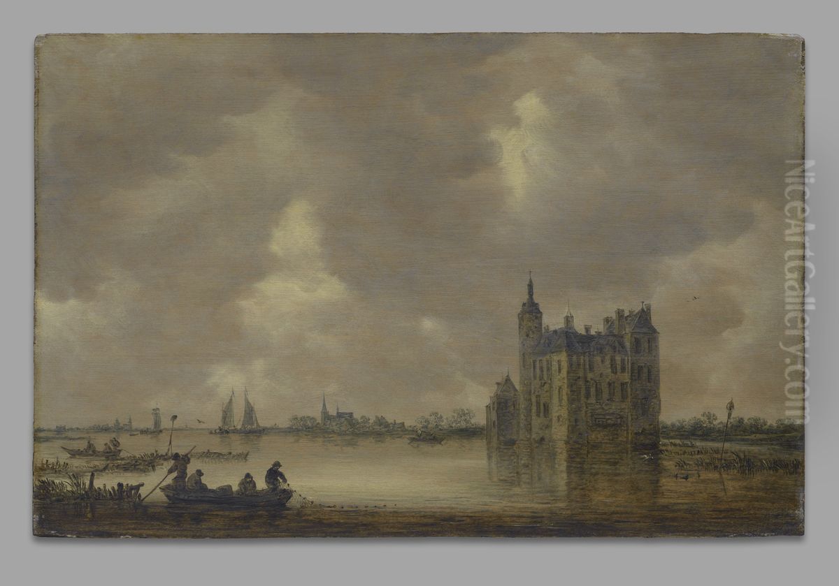 A Castle by a River Oil Painting by Jan van Goyen