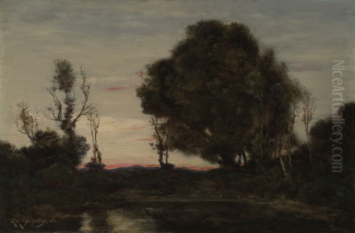 Landscape at Dusk Oil Painting by Henri Harpignies